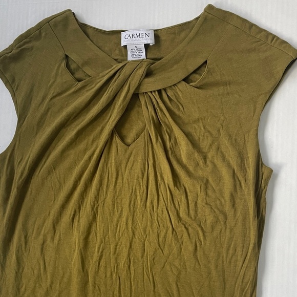 Carmen Marc Valvo Green Twist Front Sleeveless Blouse Small - Picture 8 of 10